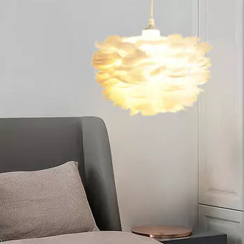 Абажур из искусственного пера белый