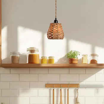 Абажур из искусственного ротанга в стиле бохо, подвесной светильник в деревенском стиле для спальни Style A