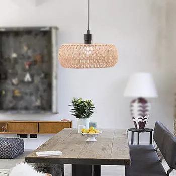 Абажур из натурального волокна ручной работы для уютного домашнего декора жёлтый