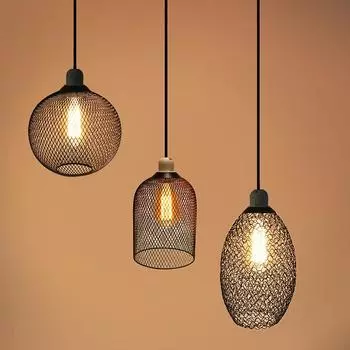 Абажур из плетеного скандинавского железа, полый геометрический абажур, черный кованый абажур с подвеской