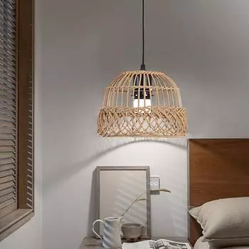 Абажур из ротанга ручной работы, подвесной светильник, люстра, подвесной светильник, аксессуары для гостиной, спальни, домашний декор жёлтый