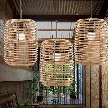 Абажур ручной работы из искусственной лозы, плетеный из виноградной лозы, для отеля, чайного домика, ресторана, ретро-подвесной светильник, декоративные светильники, люстра чёрный