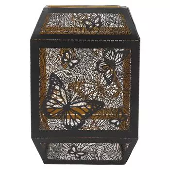 Абажур с полым резным узором, декоративный абажур из кованого железа в современном стиле для настольной лампы E27 E26