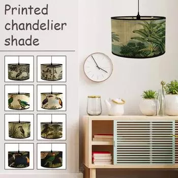 Абажур с принтом птиц, абажур, абажур, люстра, бамбуковая художественная люстра