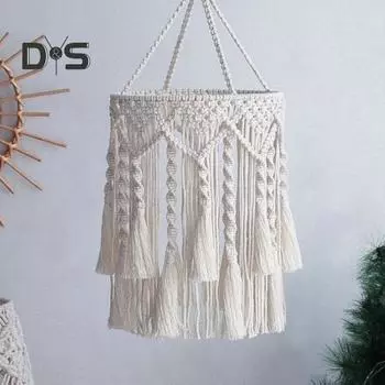 Абажур в стиле бохо с плетением, абажур ручной работы из макраме в стиле бохо, подвесной абажур из хлопковой веревки для спальни, гостиной, декора C