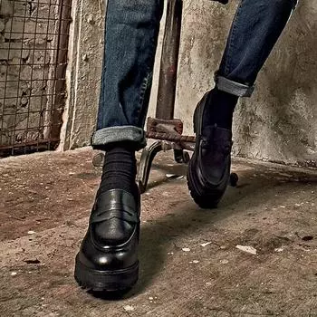 [ABC] MF 0691 Kaleocho Calfskin Penny Loafer Vanta Black,0691, 7000002804,BLACK 250