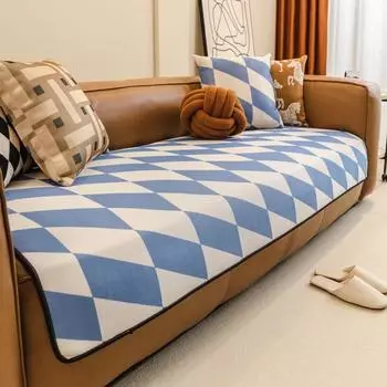 Abdeckung Rutschfest Living Room Anti-slip Couch Furniture Protection Cover Universal Ice Silk Geometric Figure Sofa Slipcover 70X70cm 1pc