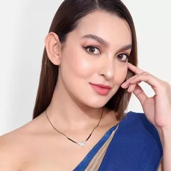 Abdesigns Алмазная Мангалсутра, Посеребренная индийская Мангалсутра, Болливудская актриса Мангалсутра, Синтетический выращенный в лаборатории бриллиант Мангалсутра белый