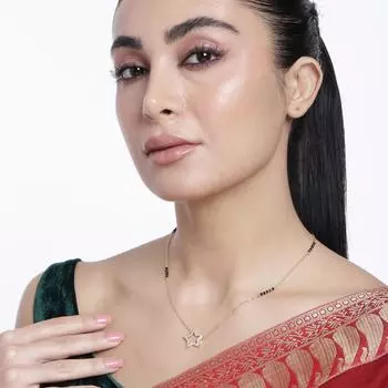 Abdesigns Алмазная Мангалсутра, Позолоченная Индийская Мангалсутра, Актриса Болливуда Мангалсутра, Американская звезда Алмазная Мангалсутра белый