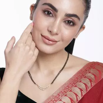 Abdesigns Алмазная Мангалсутра, Позолоченная Индийская Мангалсутра, Болливудская актриса Мангалсутра, Синтетический выращенный в лаборатории бриллиант Мангалсутра белый