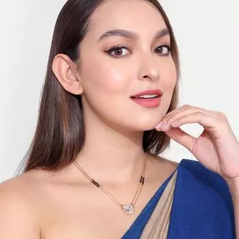 Abdesigns Алмазная Мангалсутра, Позолоченная Индийская Мангалсутра, Болливудская актриса Мангалсутра, Синтетический выращенный в лаборатории бриллиант Мангалсутра белый