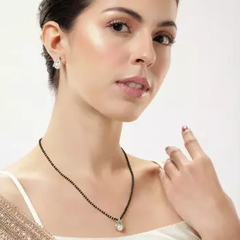 Abdesigns Алмазная Мангалсутра, Позолоченная Индийская Мангалсутра, Болливудская актриса Мангалсутра, Синтетический выращенный в лаборатории бриллиант Мангалсутра M белый