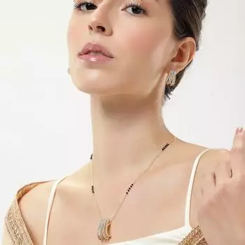 Abdesigns Алмазная Мангалсутра, Позолоченная Индийская Мангалсутра, Болливудская актриса Мангалсутра, Синтетический выращенный в лаборатории бриллиант Мангалсутра M белый