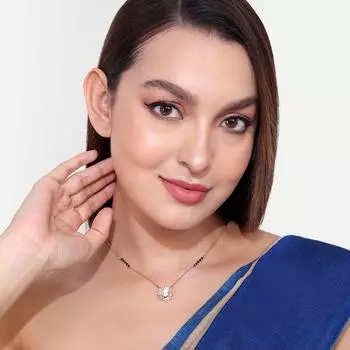 Abdesigns Алмазная Мангалсутра, Позолоченная Индийская Мангалсутра, Болливудская актриса Мангалсутра, Синтетический выращенный в лаборатории бриллиант Мангалсутра белый