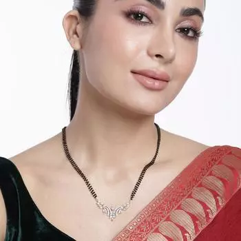 Abdesigns Алмазная Мангалсутра, Позолоченная Индийская Мангалсутра, Болливудская актриса Мангалсутра, Синтетический выращенный в лаборатории бриллиант Мангалсутра белый