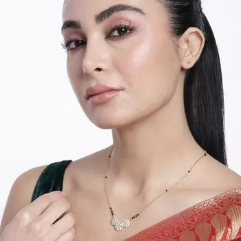 Abdesigns Алмазная Мангалсутра, Позолоченная Индийская Мангалсутра, Болливудская актриса Мангалсутра, Синтетический выращенный в лаборатории бриллиант Мангалсутра белый