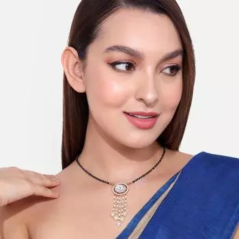 Abdesigns Алмазная Мангалсутра, Позолоченная Индийская Мангалсутра, Болливудская актриса Мангалсутра, Американский бриллиант Кундан Мангалсутра белый