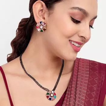 Abdesigns Алмазная Мангалсутра, Позолоченная Индийская Мангалсутра, Болливудская актриса Мангалсутра, Синтетический выращенный в лаборатории бриллиант Мангалсутра белый