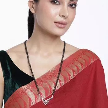 Abdesigns Длинная Алмазная Мангалсутра, Посеребренная Индийская Мангалсутра, Болливудская Актриса Мангалсутра, Американская Алмазная Мангалсутра белый