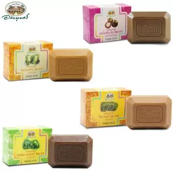 Abhai Herb Мангустиновая кожура / Куркума / Рисовые отруби / Мыло из индийской шелковицы, Abhaibhubejhr, 100 г Тайский травяной уход за кожей 100 g