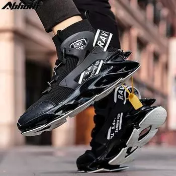 Abhoth повседневная обувь мужская с высоким верхом, тканая, дышащая, удобная, противоскользящая, амортизирующая, мужская спортивная обувь, кроссовки большого размера 41 красный