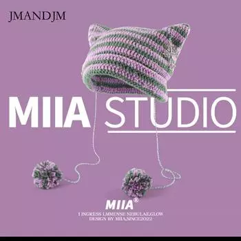 Abi wind cat ears hat women s autumn and winter y2k striped knitted hat Korean version cute warm cover wool hat