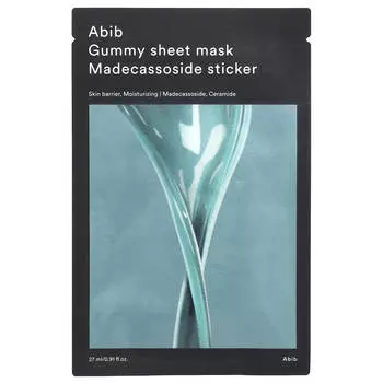 Abib, gummy jelly beauty sheet mask, madecassoside sticker, 1 sheet mask, 27ml (0.91fl oz)