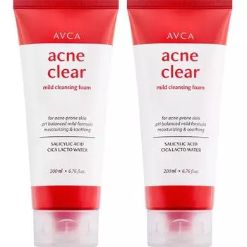 Abka Acne Clear Гипоаллергенная функциональная очищающая пенка от прыщей, 200 мл, 2 шт.