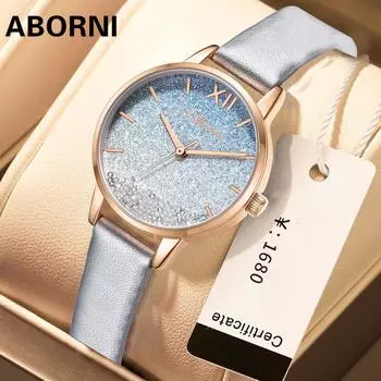 ABORNI модные женские часы со сверкающими стразами и звездами, водонепроницаемые кварцевые часы