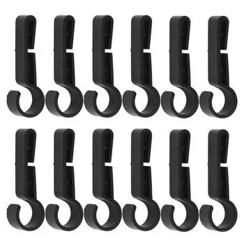 ABS 12pcs Helmet Clips Black Heavy Duty Headlamp Hard Hat Light Clips Secure Fit