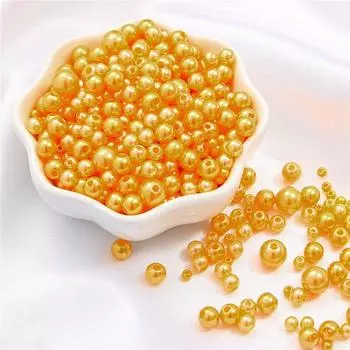 ABS 3/4/5/6/8 мм с отверстием для рукоделия популярные цветные горячая распродажа жемчуга высокого качества для изготовления ювелирных изделий своими руками 150 шт./упак. круглые бусины смешанного размера Gold Yellow