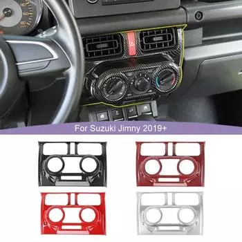 Панель управления кондиционером автомобиля ABS, декоративные наклейки, панель для Suzuki Jimny 2019 года, аксессуары для интерьера с принтом из углеродного волокна красный