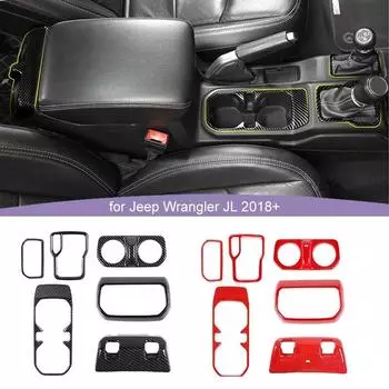 ABS автомобильное украшение переключения передач передний держатель чашки крышка переключателя окна для Jeep Wrangler JL 2018 Up для JT Gladiator аксессуары для интерьера углеродного волокна черного