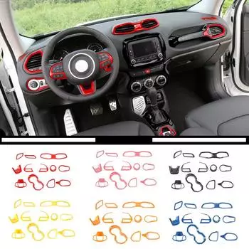 ABS автомобильный руль, переключатель фар, декоративное кольцо, наклейки на крышку центрального вентиляционного отверстия для Jeep Renegade 2017-2020, аксессуары для экстерьера автомобиля Red