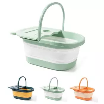 ABS Collapsible Foot Bath Basin Portable Foot Soaking Tub With Handle Foot Massager Bucket With Phone Placement Slot For Home оранжевый