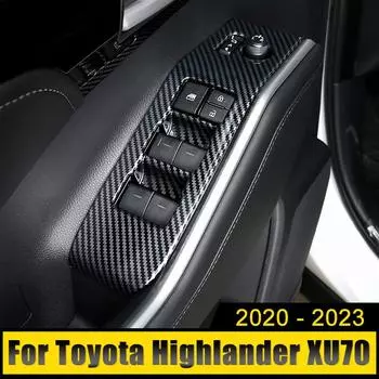 ABS карбоновый подлокотник двери автомобиля панель переключателя стеклоподъемника кнопки подъема крышки отделка для Toyota Highlander XU70 2020 2024 2024 2024 гибрид серебряный