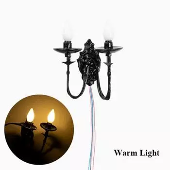 ABS металлический материал кукольный домик настенный светильник 3V песочный стол люстра новая модель белый/теплый свет Warm Light Black