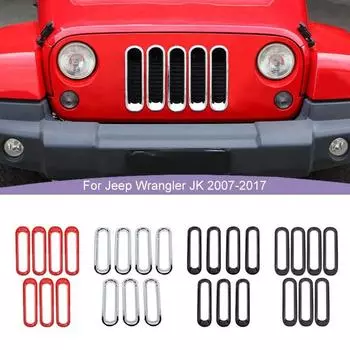 ABS передняя решетка автомобиля украшение кольцо крышка наклейки для Jeep Wrangler JK 2007-2017 автомобильные внешние аксессуары красный