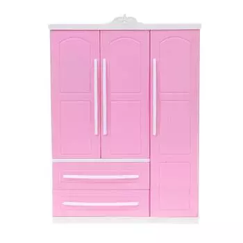 АБС-пластик 3-дверный розовый современный шкаф-игрушка куклы мебель одежда аксессуары