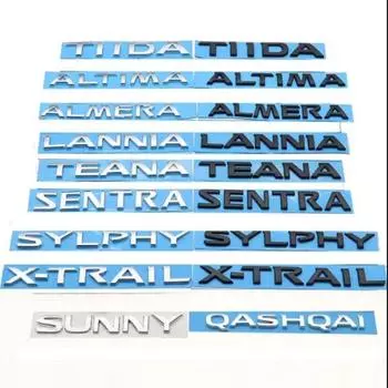 ABS пластик Nissan автомобиль буквенный логотип наклейка задняя дверь значок эмблема для TIIDA ALTIMA LANNIA SYLPHY SUNNY TEANA XTRAIL X-TRAIL QASHQAI SYLPHY чёрный