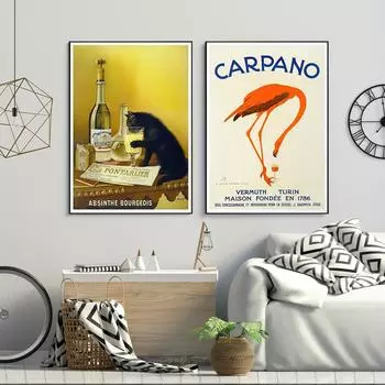 Абсент Буржуа Фреска Ретро Плакат с едой и напитками Животное Печать на холсте Подарок Креативный ресторан 21cm30cm NoFrame