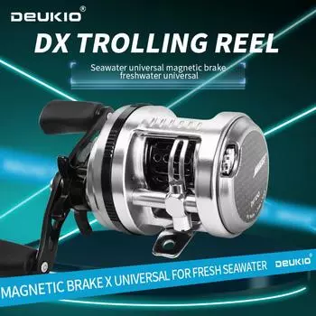Абсолютно новая рыболовная катушка для троллинга с барабаном для левой/правой руки, 9+1BB, максимальное сопротивление 6 кг, магнитный тормоз, взрывозащищенная катушка для троллинга, полностью металлическая DX100-Right