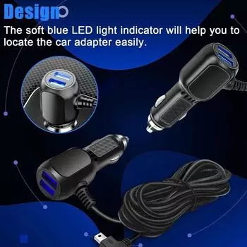 Абсолютно новое автомобильное зарядное устройство для видеорегистратора ABS Mini USB с дисплеем напряжения, широкая совместимость, 5 В, синий светодиодный свет, многофункциональный