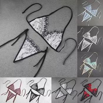 Абсолютно новое состояние прозрачное сетчатое вышитое цветочное сексуальное женское белье