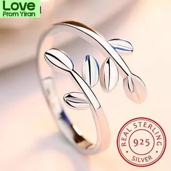 Абсолютно новые 100% стерлингового серебра модные женские милые кольца-ветки отличные подарки для девочек подростков дам Resizable