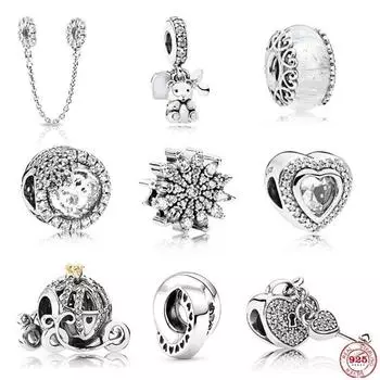 Абсолютно новые бусины из стерлингового серебра 925 пробы в форме тыквы и автомобиля в форме сердца для оригинального браслета Panjia для женщин, сделай сам, подарки