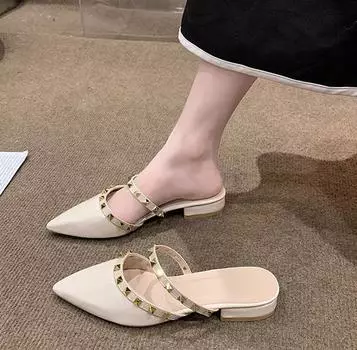 Абсолютно новые модные сандалии из натуральной кожи с заклепками на высоком каблуке, классические туфли-лодочки с острым носком, пикантные вечерние женские свадебные туфли 36 белый