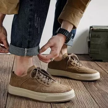 Абсолютно новые мужские туфли из натуральной кожи, дышащие, безопасные на работе, модные, нескользящие, повседневные кроссовки для ходьбы, роскошные кожаные туфли-оксфорды 38 хаки