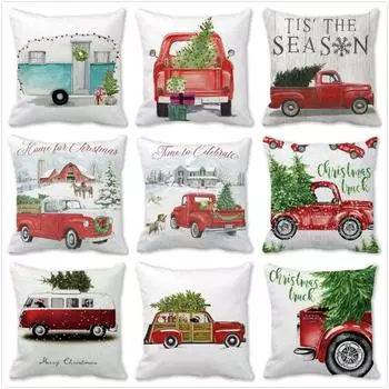 Абсолютно новые рождественские украшения 2022 года, семейная елка и автомобильная подушка, наволочка, украшение 40x40cm