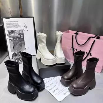 Абсолютно новые женские ботильоны в готическом стиле, сексуальные элегантные туфли на толстой платформе, женская удобная обувь для ходьбы, туфли на платформе 35 чёрный